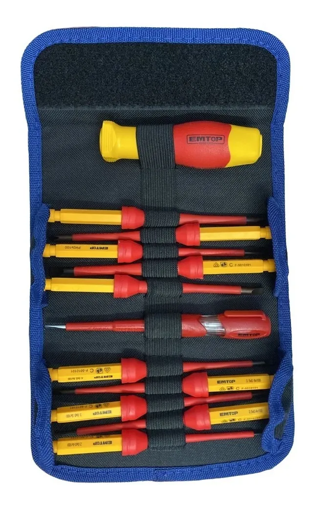 Set 12 Destornilladores Intercambiables Aislados 1000v Emtop