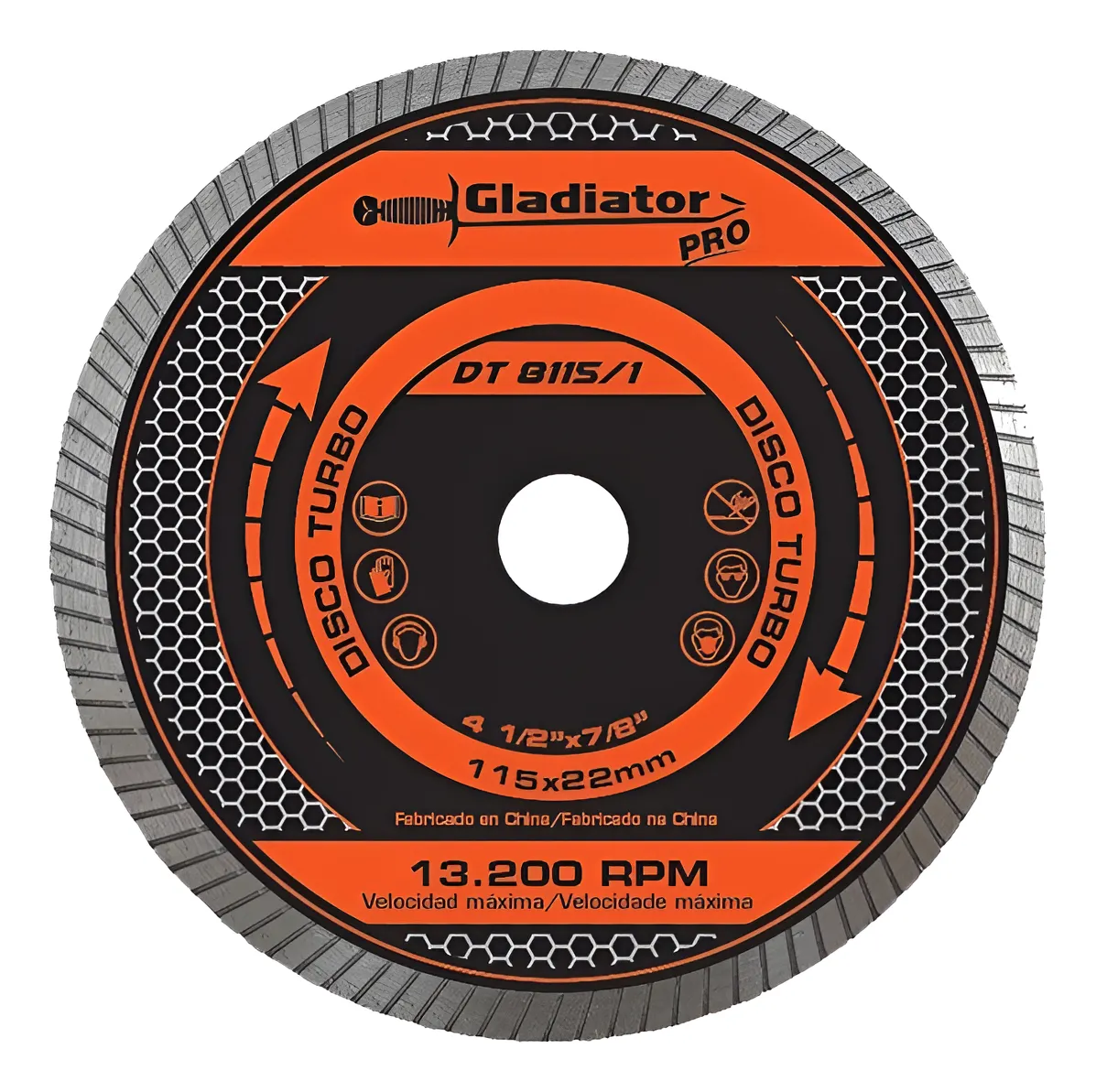 Disco Diamantado Turbo 115mm Gladiator Pro Color Gris