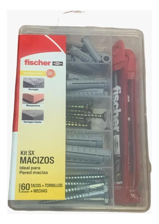 Kit Tarugos Para Ladrilolo Hueco + Mechas Fischer 60 Piezas
