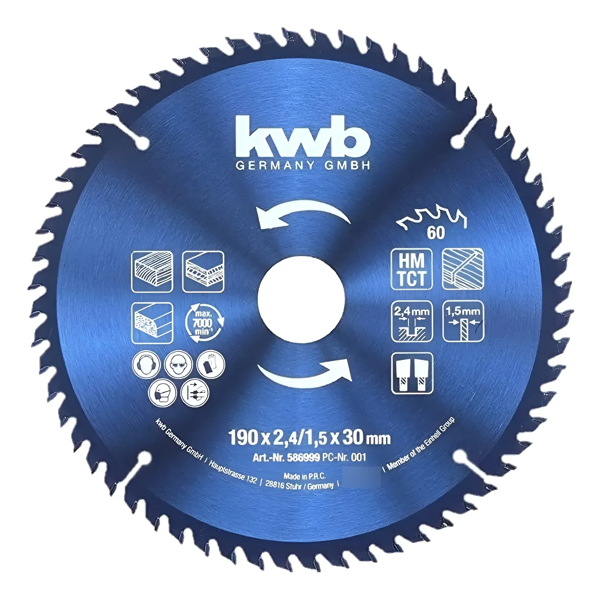 Hoja Sierra Circular Disco Madera 190mm Kwb 60 Dientes