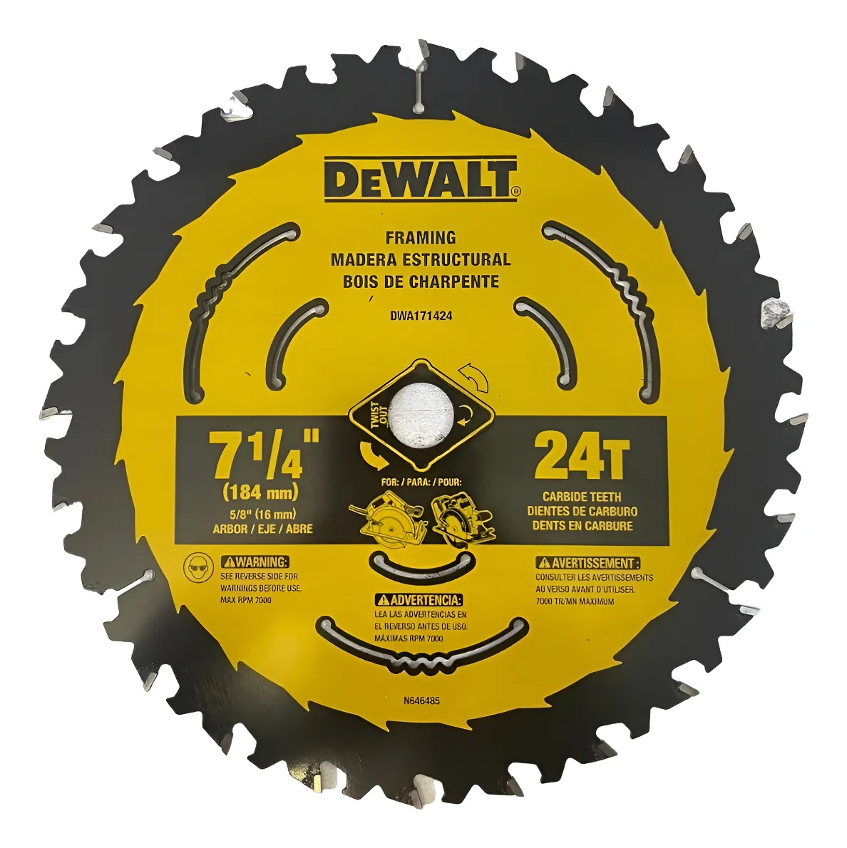 Hoja Disco Sierra Circular 7 1/4 184mm Dewalt Dwa171424 24d