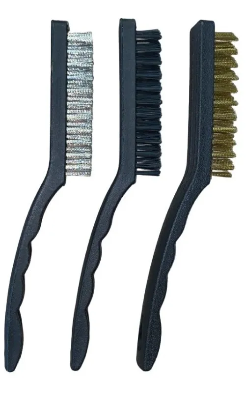 Cepillos Multiuso X 3 Pcs Con Mango Largo Acero,nylon,bronce
