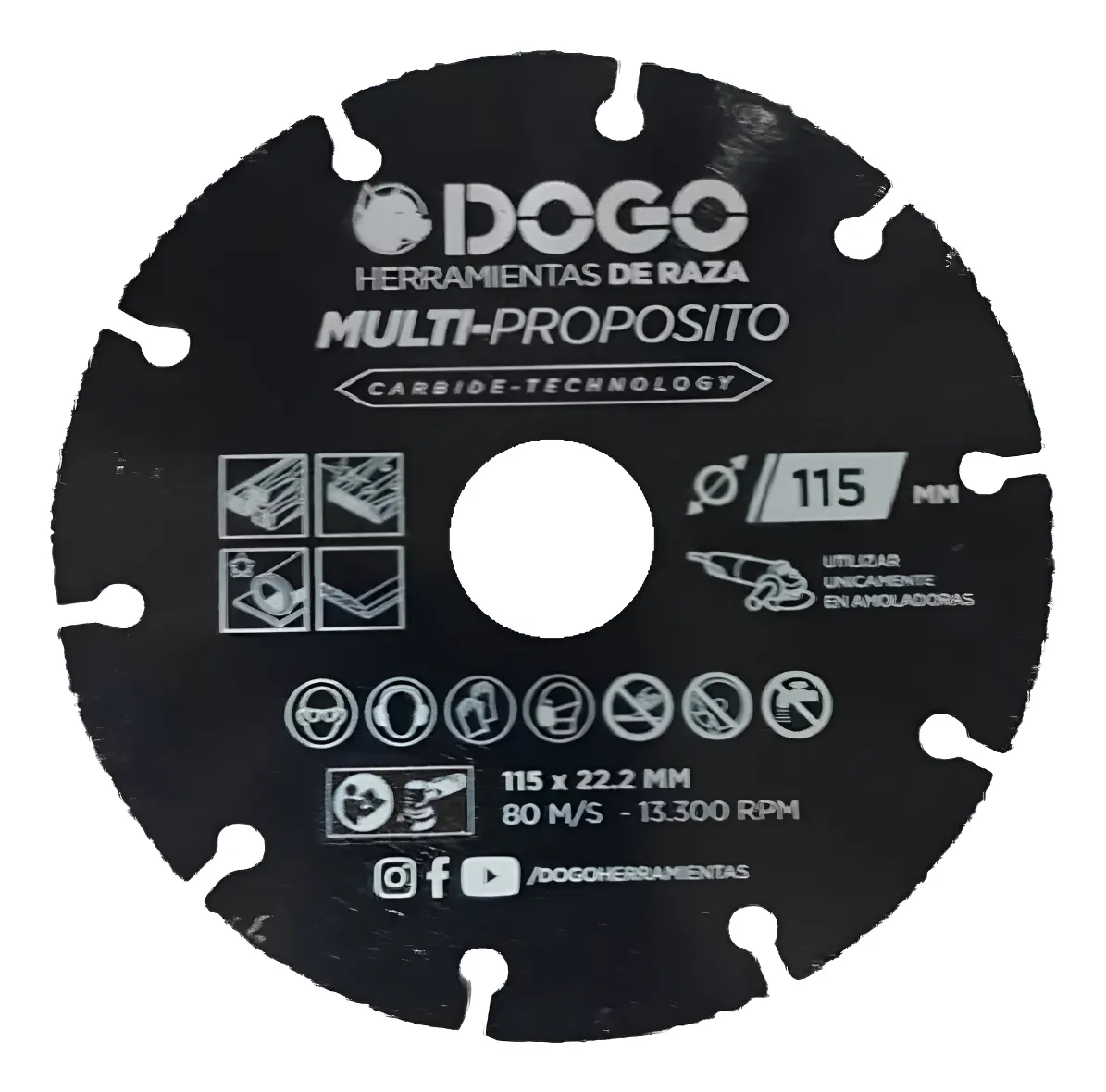Disco Corte Multifuncional 115mm Dogo Madera Plastico Metal Color Negro