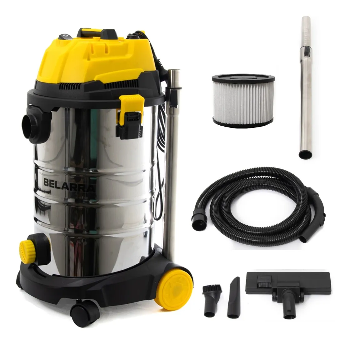 Belarra Aspiradora Seco-humedo Dde Tacho Ah1200 30l Acero Inoxidable Y Amarilla 50hz