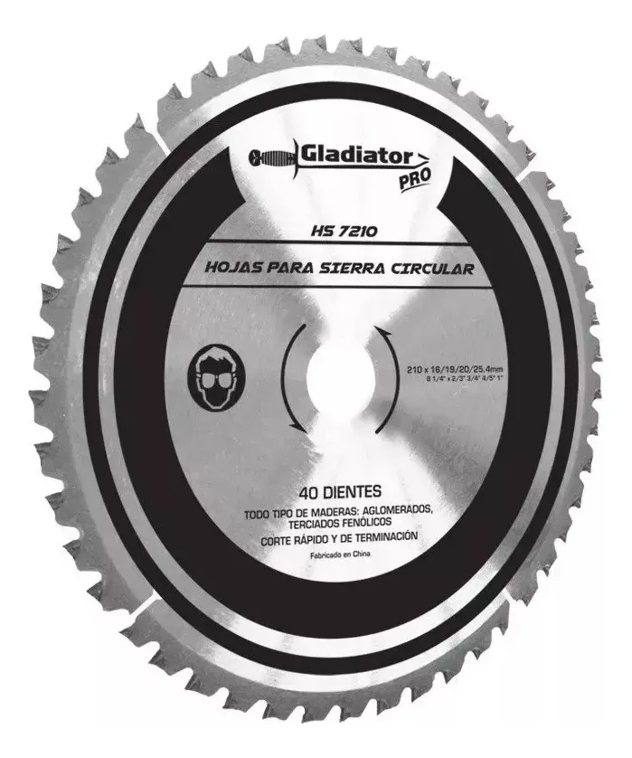 Hoja De Sierra 210mm 40 Dientes Gladiator Hs7210