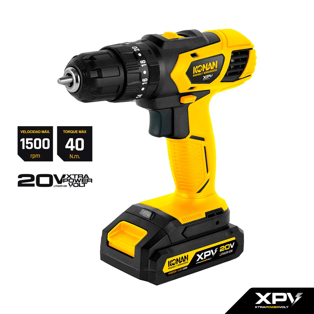 Taladro de Impacto Percutor a Batería 20V XPV Konan KP1320VT