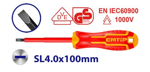 EMTOP Destornillador Aislado 1000V 4x100