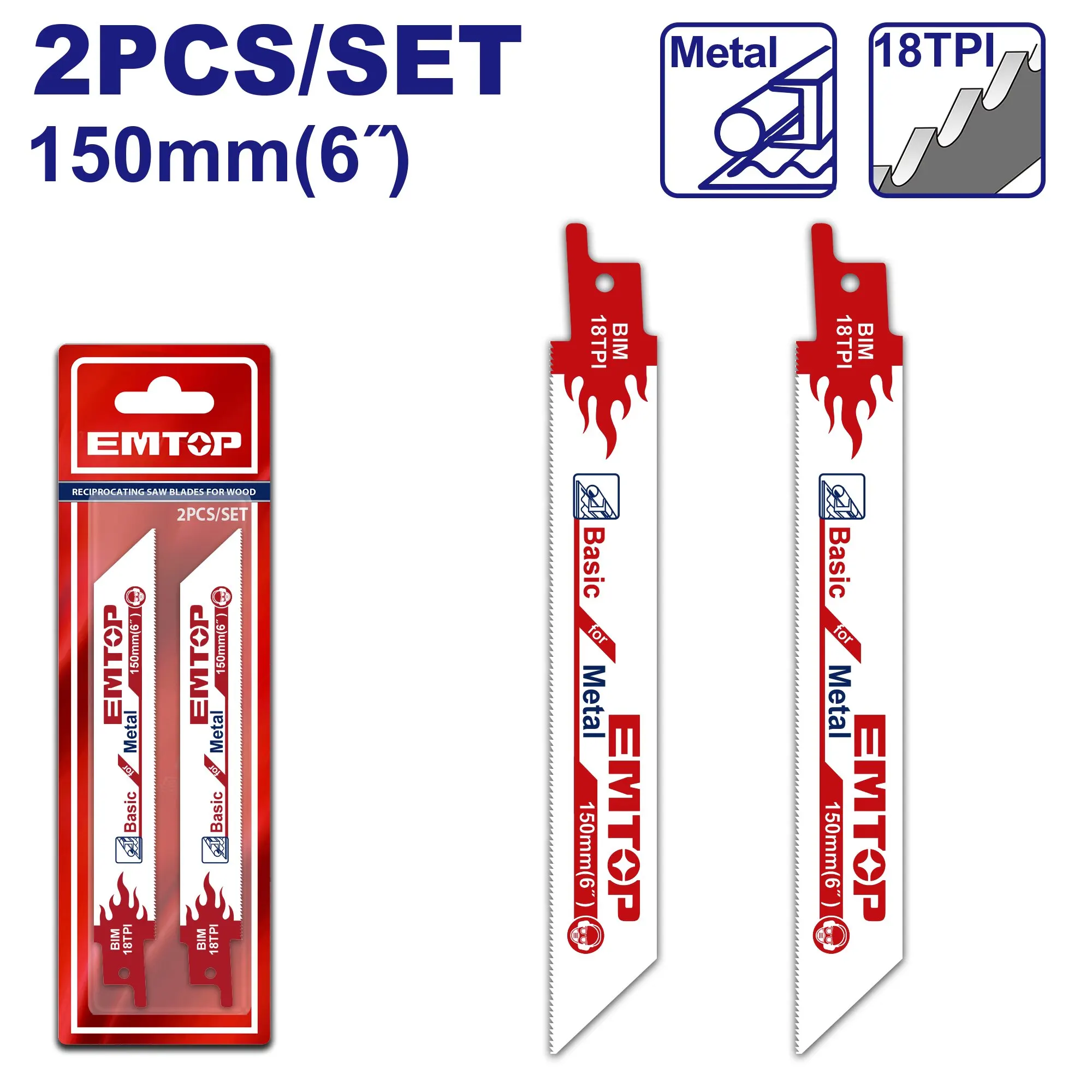 Set 2u Sierra Sable Metal 150mm 18t Bimetal Industrial Emtop