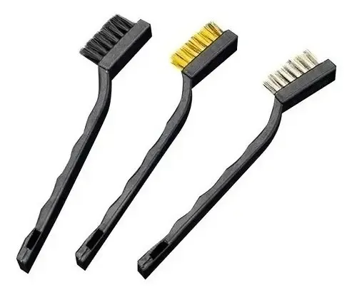 Set X 3 Minicepillos Acero Inox, Nylon Y Bronce Extra Power